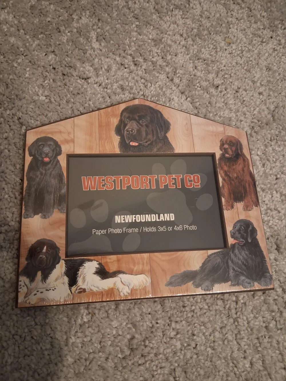 Westport Newfoundland Dog Photo Frame - Brown Wood Tone